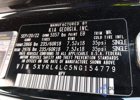 2022 Kia Sorento S z USA, uszkodzony, nr VIN 5XYRL4LC5NG154779